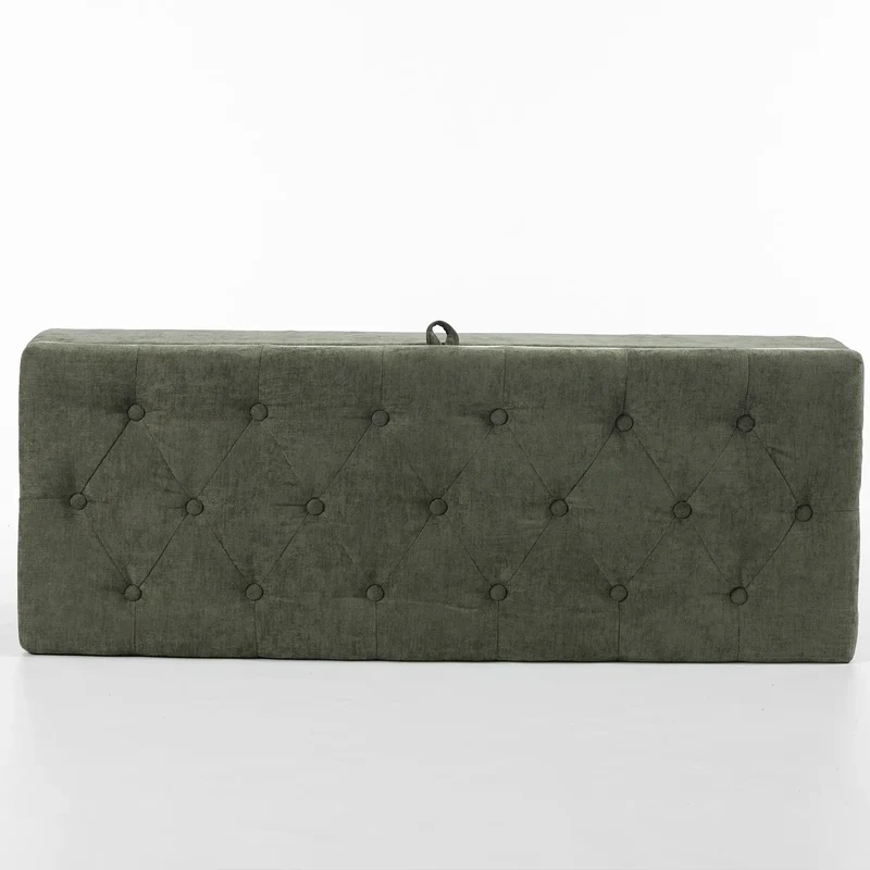 Storage Ottoman Bench, Linen-Look Seat, 264 LBS, Green