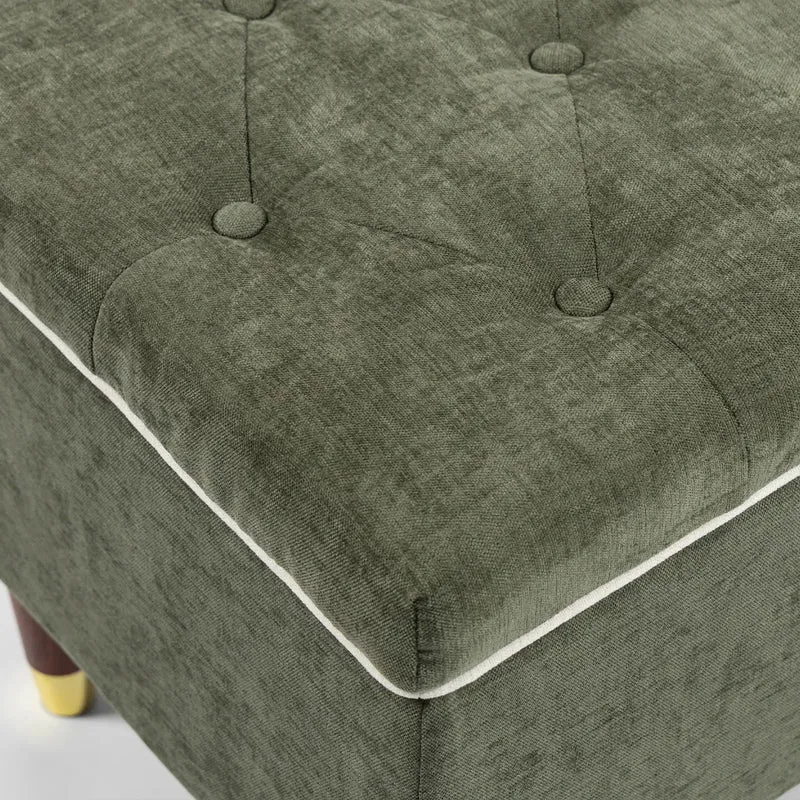 Storage Ottoman Bench, Linen-Look Seat, 264 LBS, Green