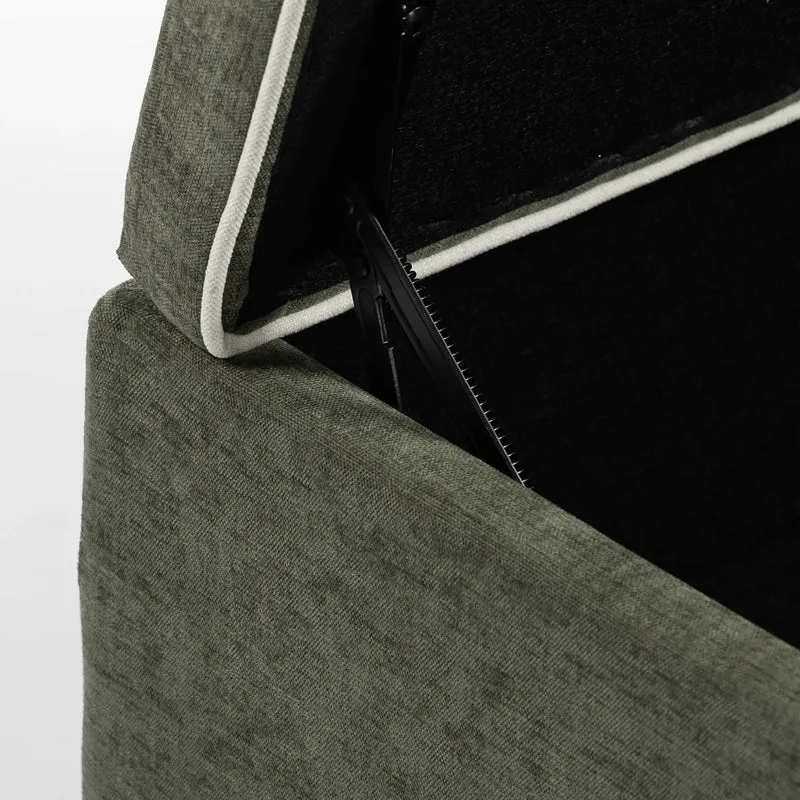 Storage Ottoman Bench, Linen-Look Seat, 264 LBS, Green