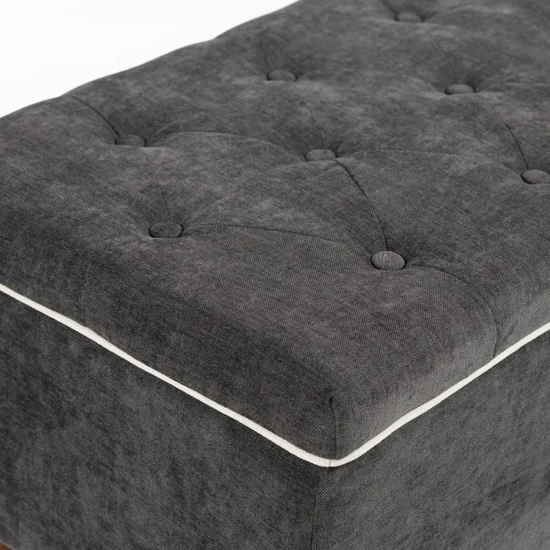 Upholstered Storage Ottoman Bench, 264 LBS Capacity, Dark Grey