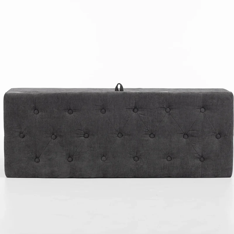 Upholstered Storage Ottoman Bench, 264 LBS Capacity, Dark Grey