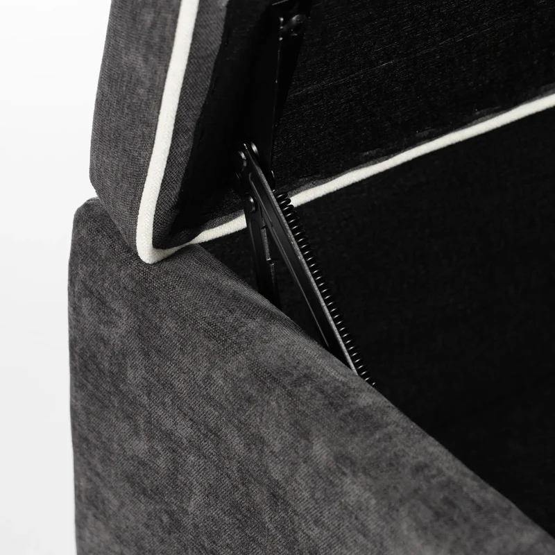 Upholstered Storage Ottoman Bench, 264 LBS Capacity, Dark Grey