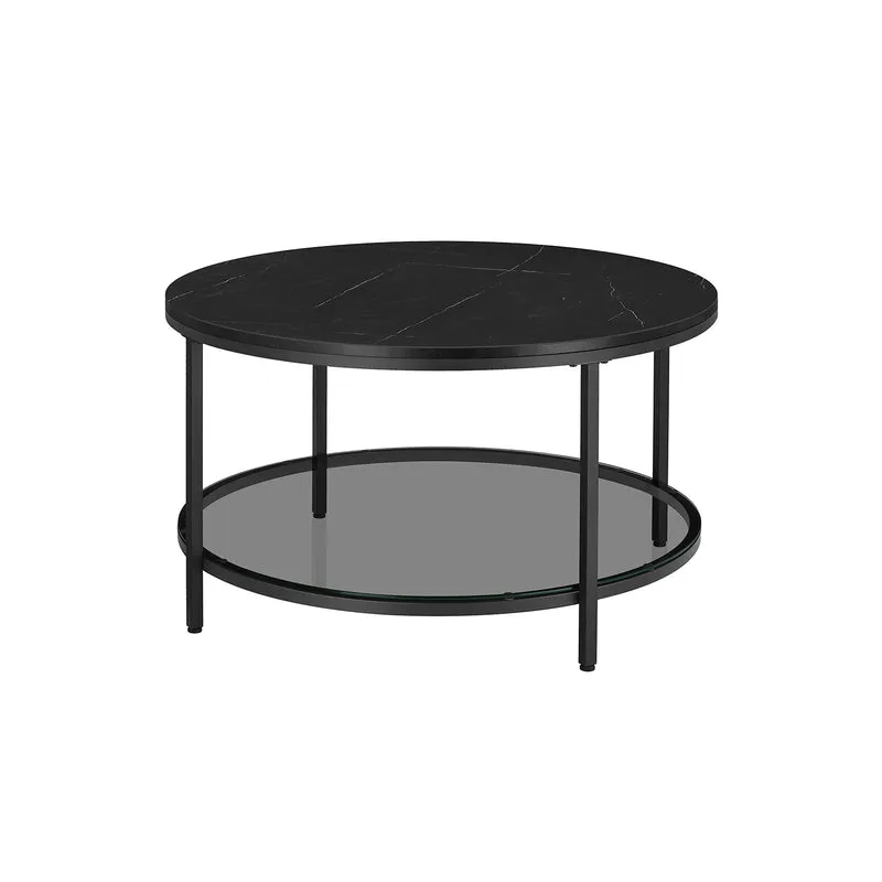 Table basse style moderne blanc marbré et doré métallique