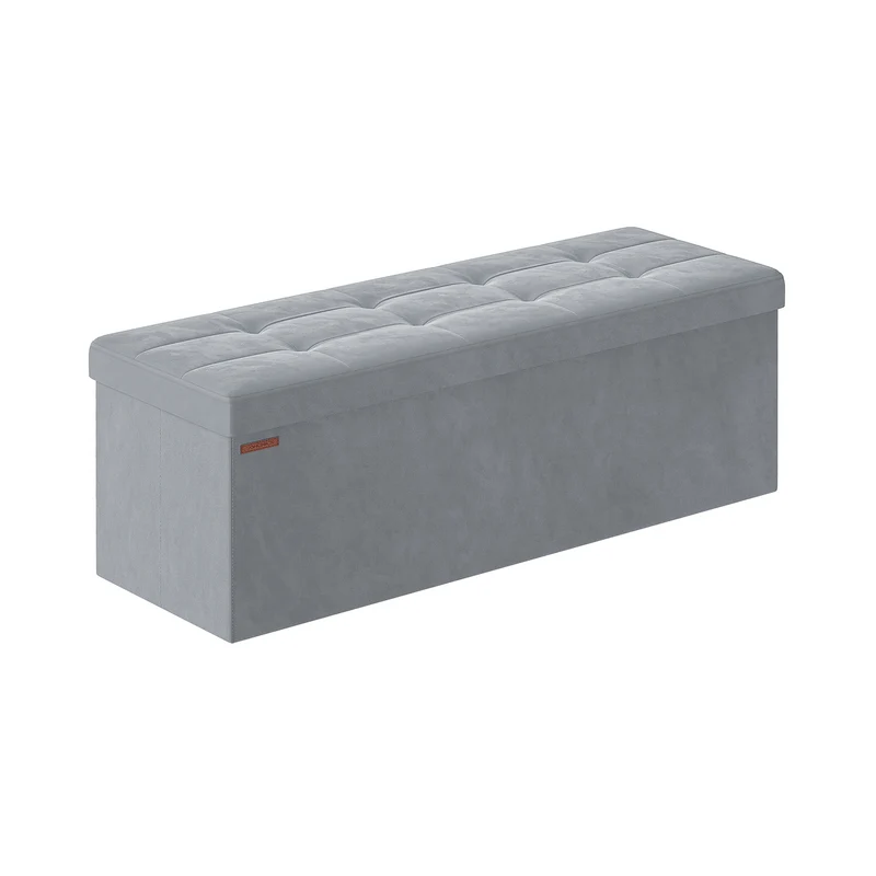 Banc de rangement en velours avec 2 boîtes noir d'encre