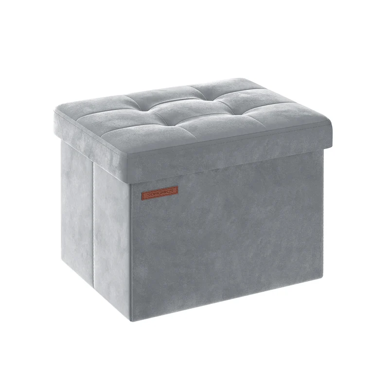 Banc de rangement en velours noir d'encre