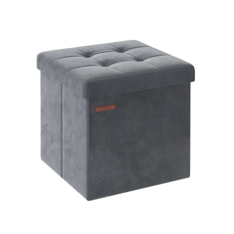 Banc de rangement en velours noir d'encre
