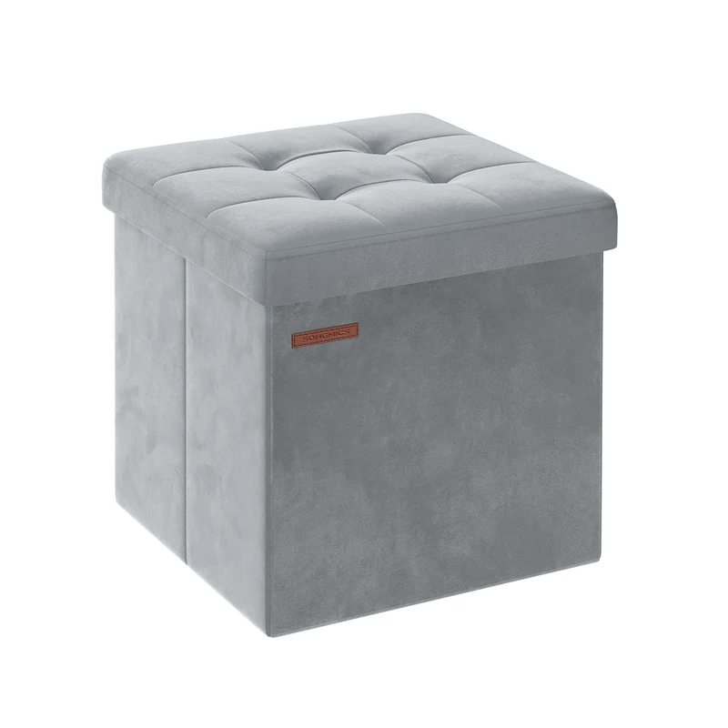 Banc de rangement en velours noir d'encre