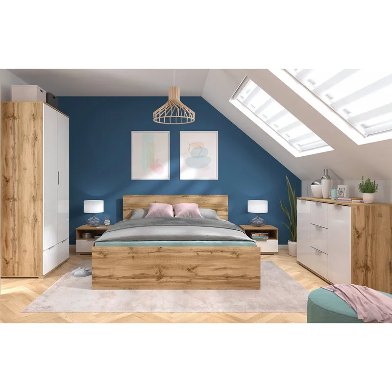 Buffet 2 portes 3 tiroirs Selma Blanc et Bois