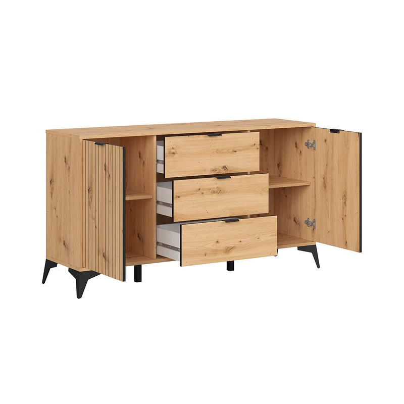 Buffet 2 portes 3 tiroirs 150 cm Mao Bois