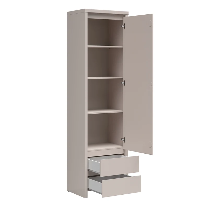Armoire colonne 1 porte 2 tiroirs Soren Cachemire