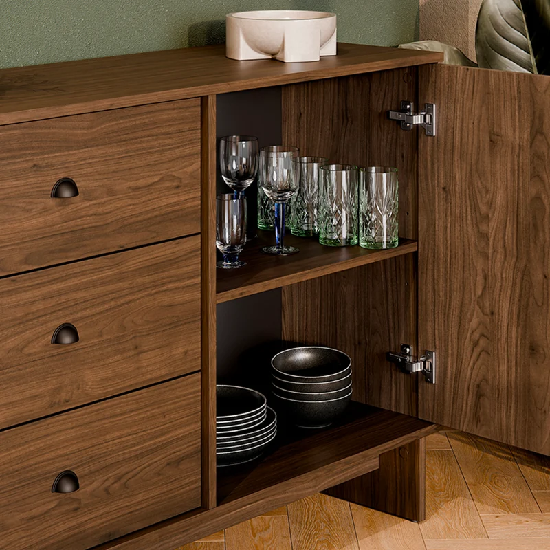 Buffet 1 porte 3 tiroirs Riyo Bois foncé