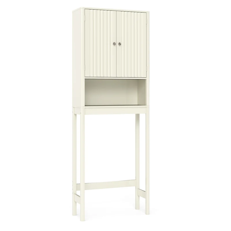 3-Piece Bathroom Set, Fluted Doors, Over Toilet Corner & Wall, Beige