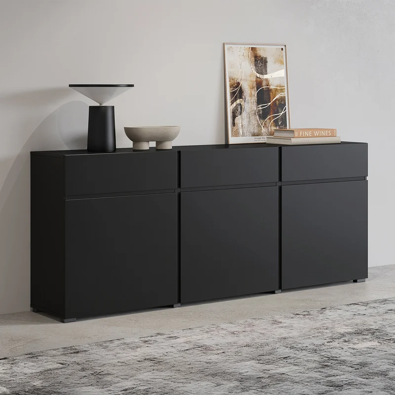 Buffet 3 portes 3 tiroirs Lilia Noir