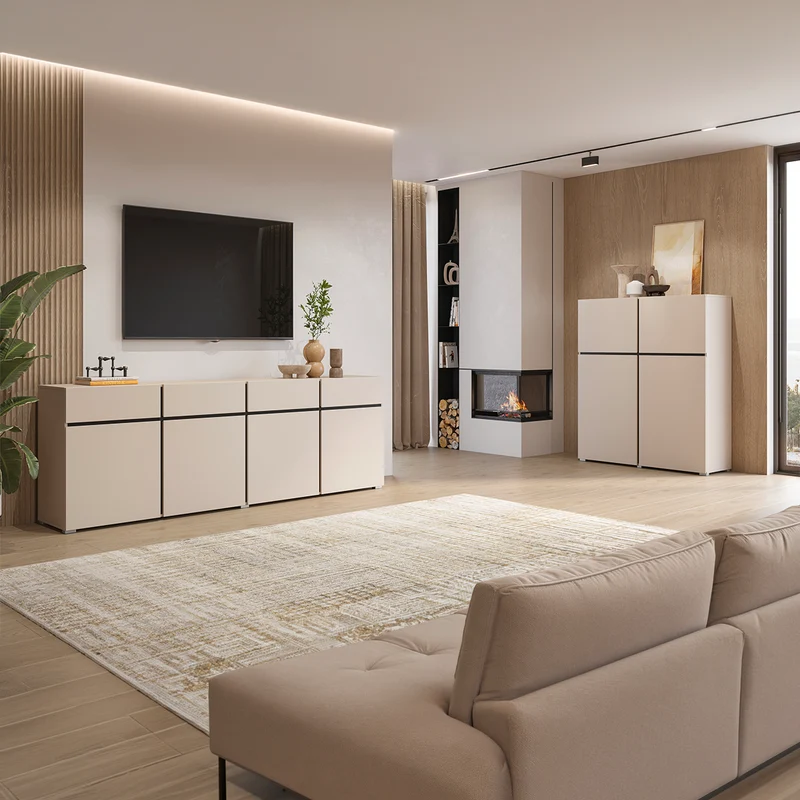 Buffet 4 portes 4 tiroirs Lilia Cachemire