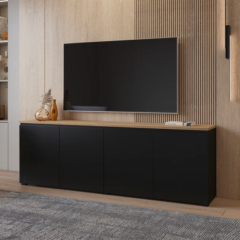Buffet 4 portes Liko Noir et Bois