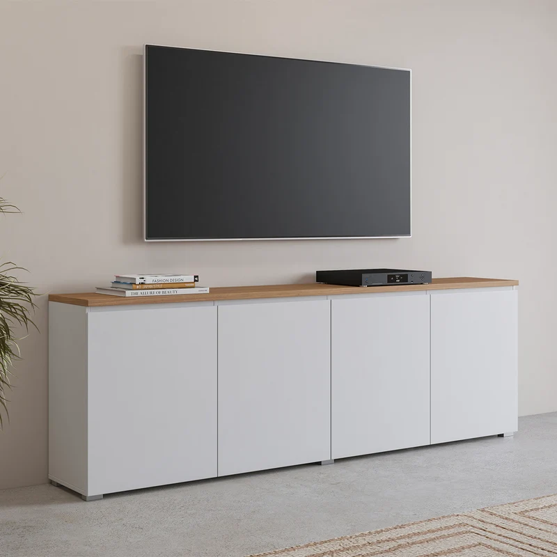 Buffet 4 portes Liko Blanc et Bois