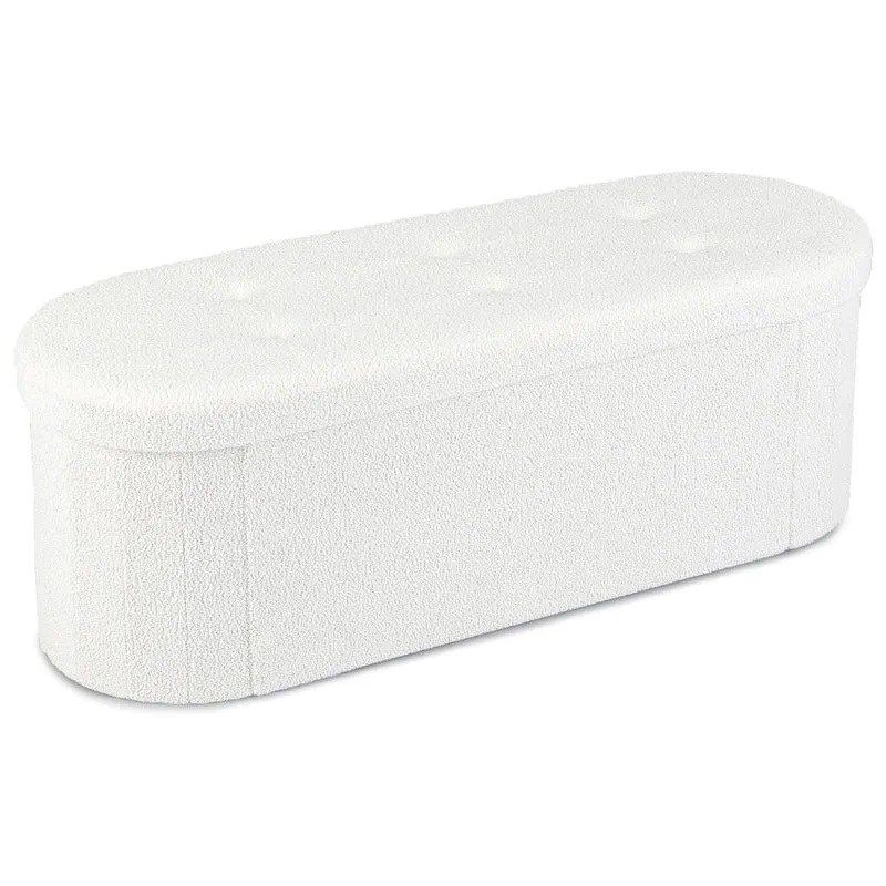 Folding Teddy Storage Ottoman Bench, 43", Beige