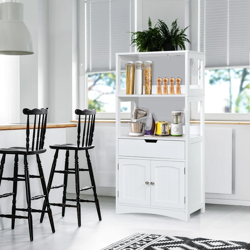 Bathroom Storage Cabinet With Shelf, Drawer, White