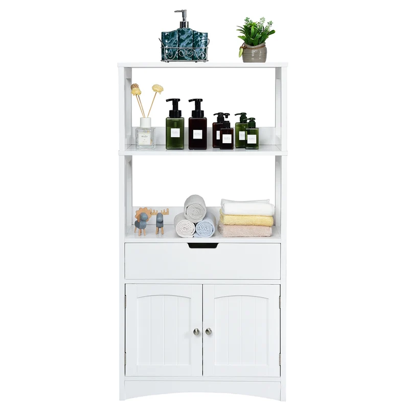 Bathroom Storage Cabinet With Shelf, Drawer, White