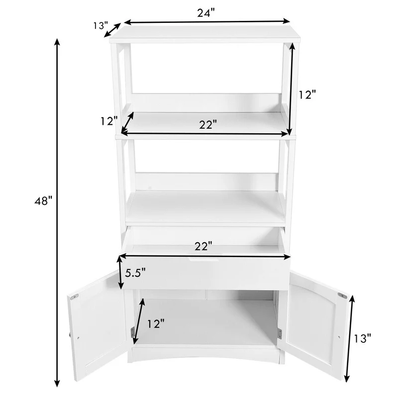 Bathroom Storage Cabinet With Shelf, Drawer, White