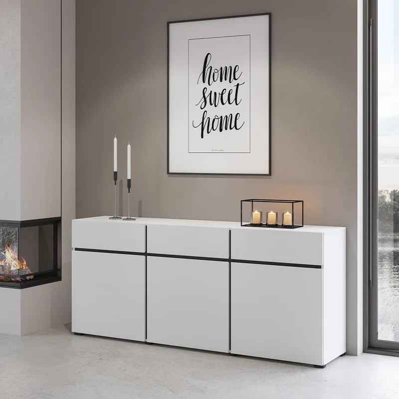 Buffet 3 portes 3 tiroirs Lilia Blanc