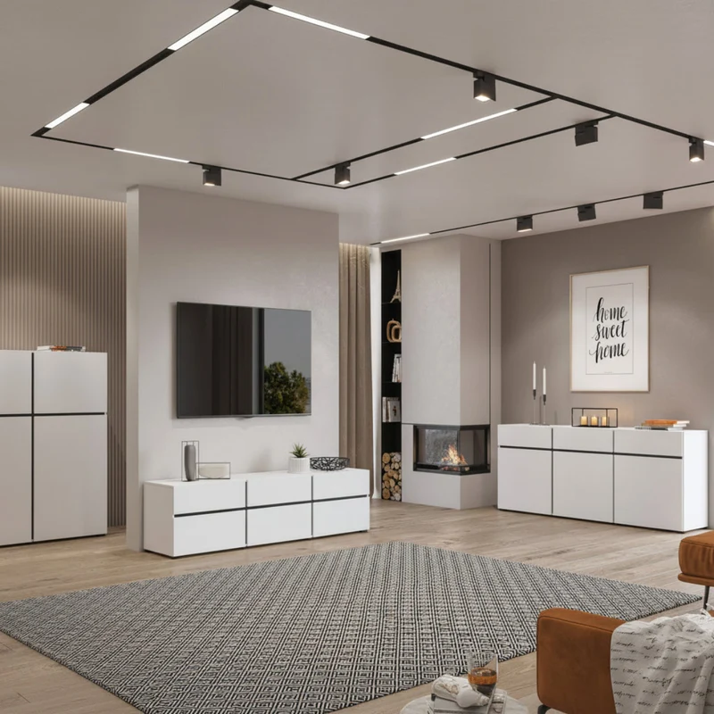 Buffet 3 portes 3 tiroirs Lilia Blanc