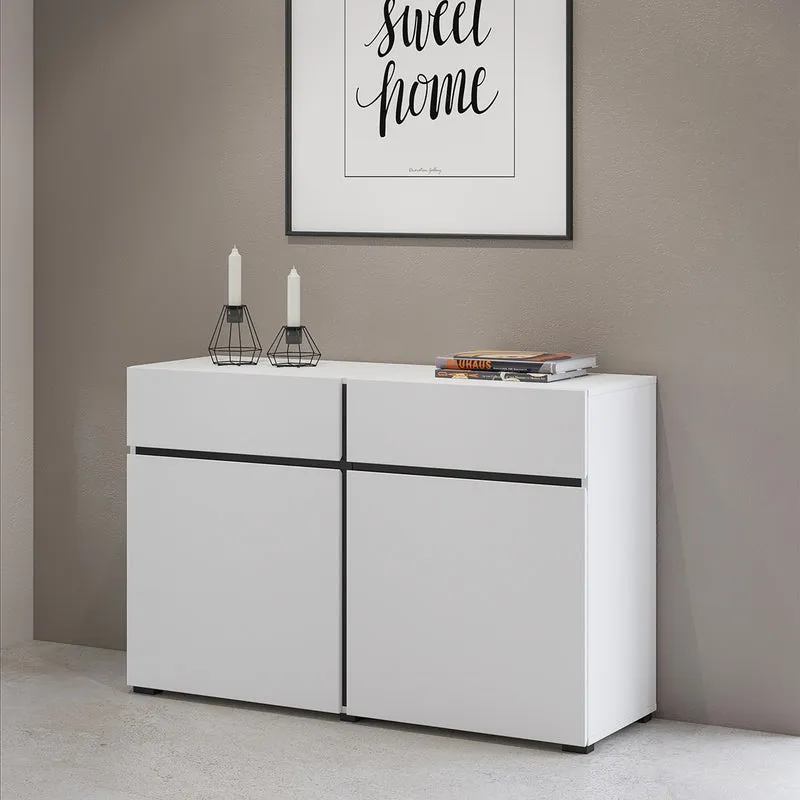 Buffet 2 portes 2 tiroirs Lilia Blanc