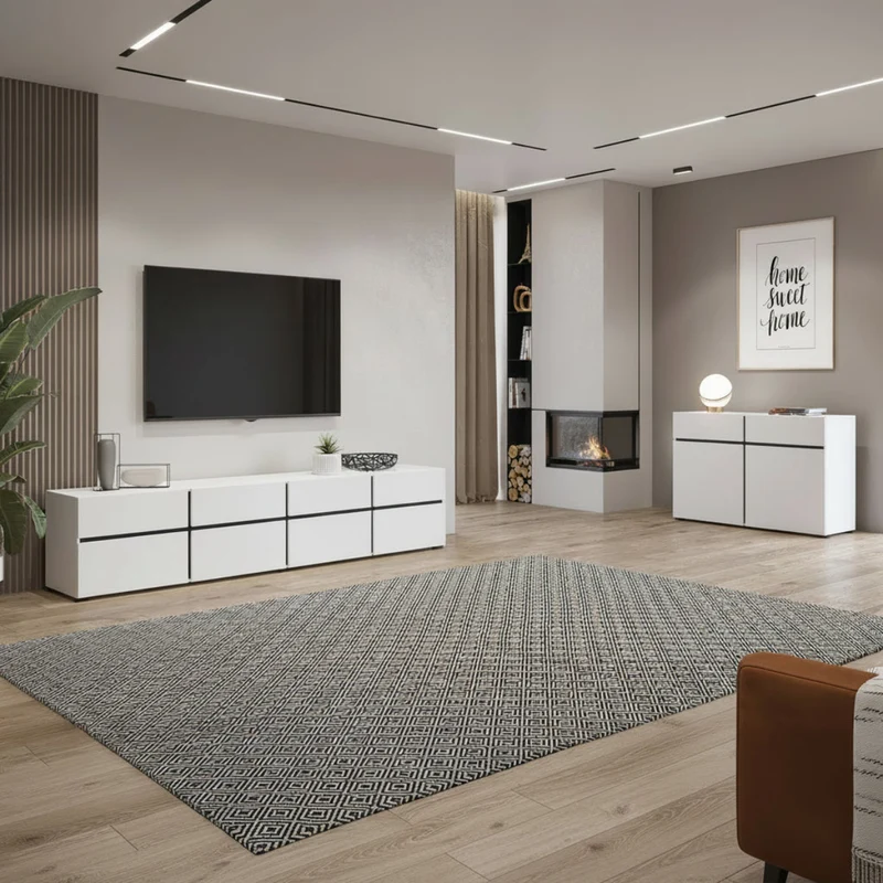 Buffet 2 portes 2 tiroirs Lilia Blanc