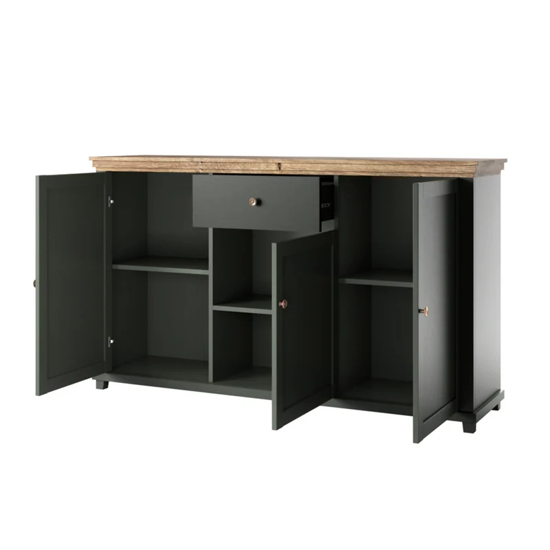 Buffet 3 portes 1 tiroir Martin Vert et Bois