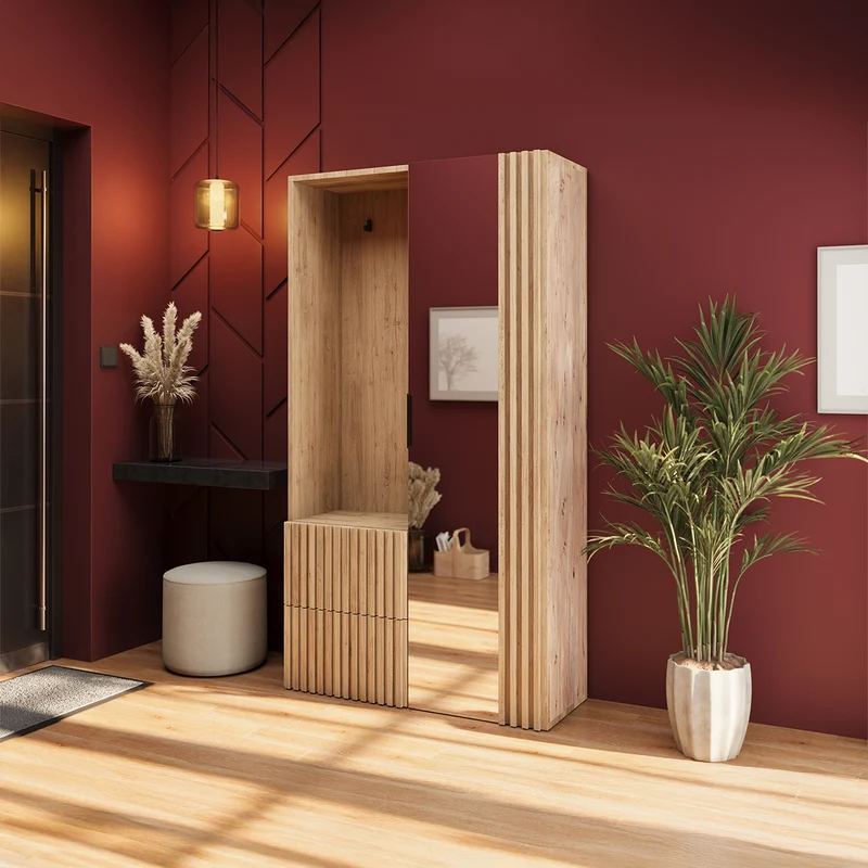 Meuble d'entrée 1 porte 2 tiroirs Velma Bois