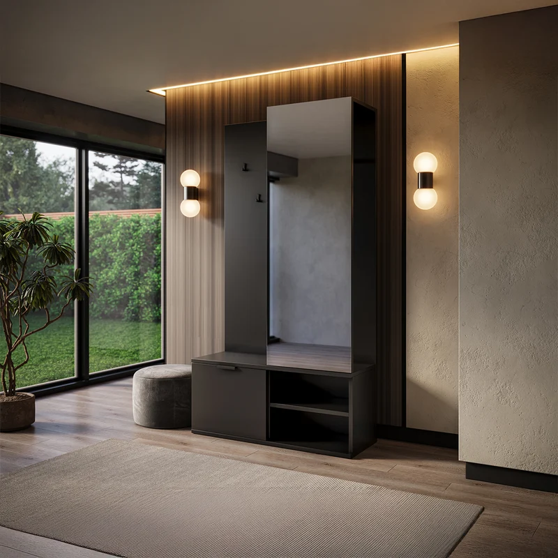 Meuble d'entrée 1 porte Ondine Noir
