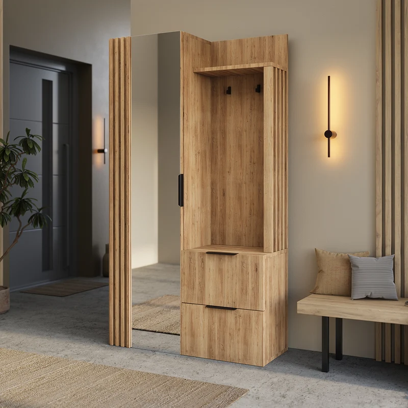 Meuble d'entrée 1 porte 2 tiroirs Rony Bois