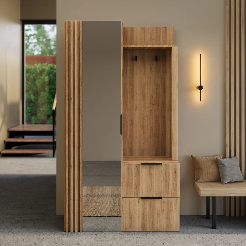 Meuble d'entrée 1 porte 2 tiroirs Rony Bois