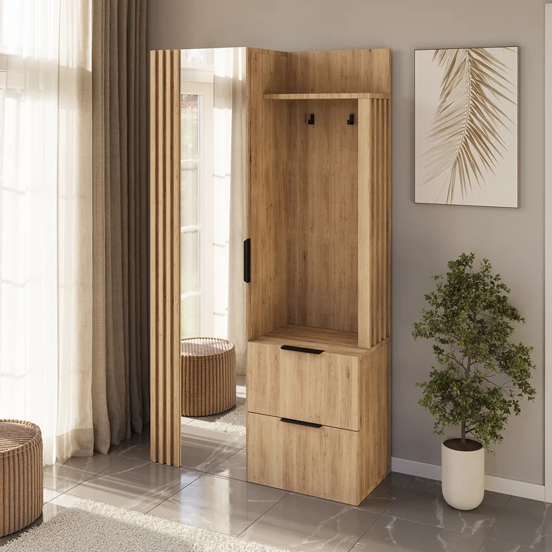 Meuble d'entrée 1 porte 2 tiroirs Rony Bois