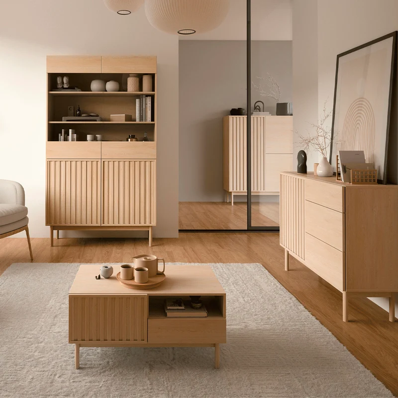 Buffet 1 porte 3 tiroirs Idor Bois