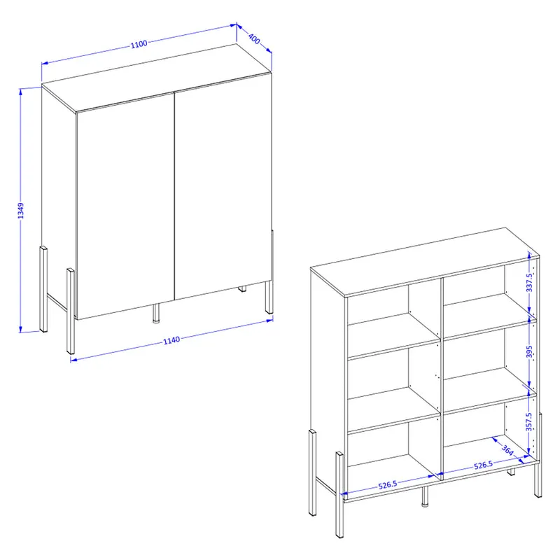 Buffet haut 2 portes Bérénice Blanc
