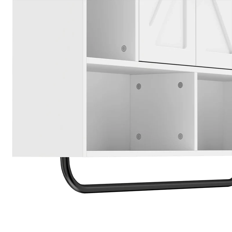 Bathroom Wall Cabinet, Open & Hidden Storage, White