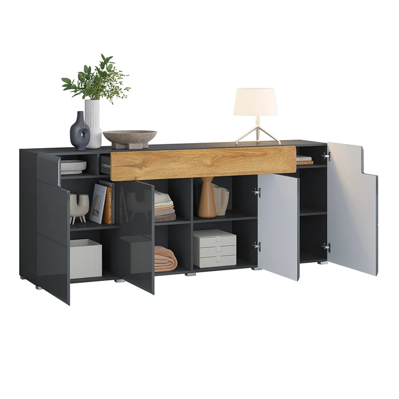 Buffet 4 portes 1 tiroir Jules Gris et Bois