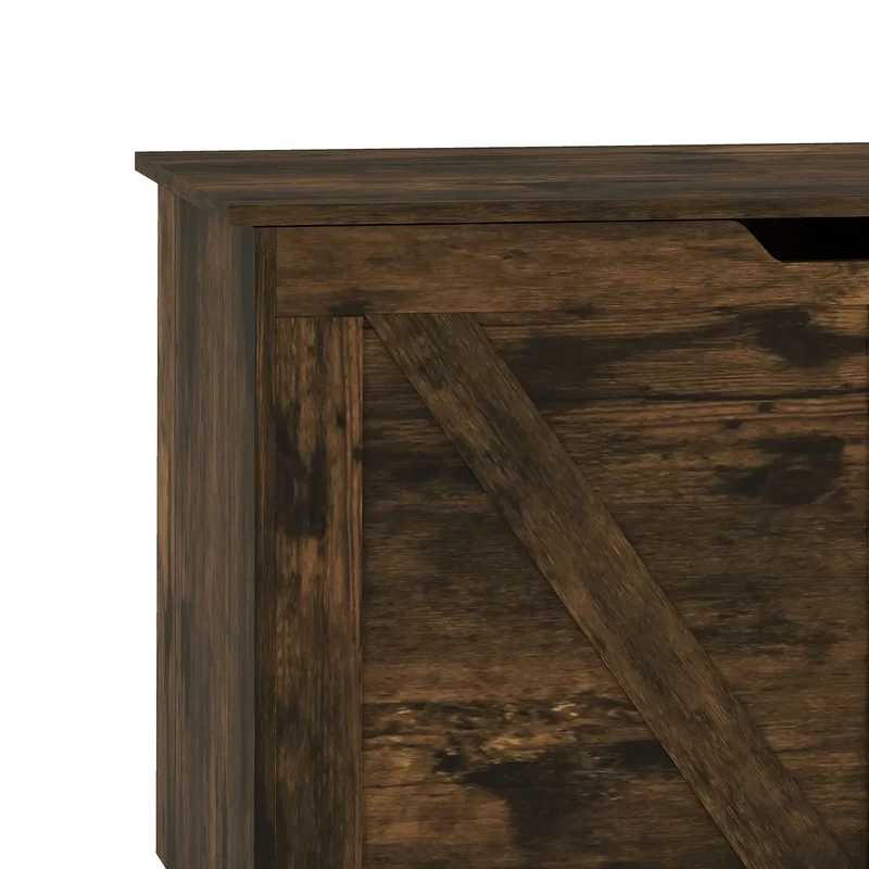 31.5 Inches Storage Chest with Safety Hinge, Rustic Brown