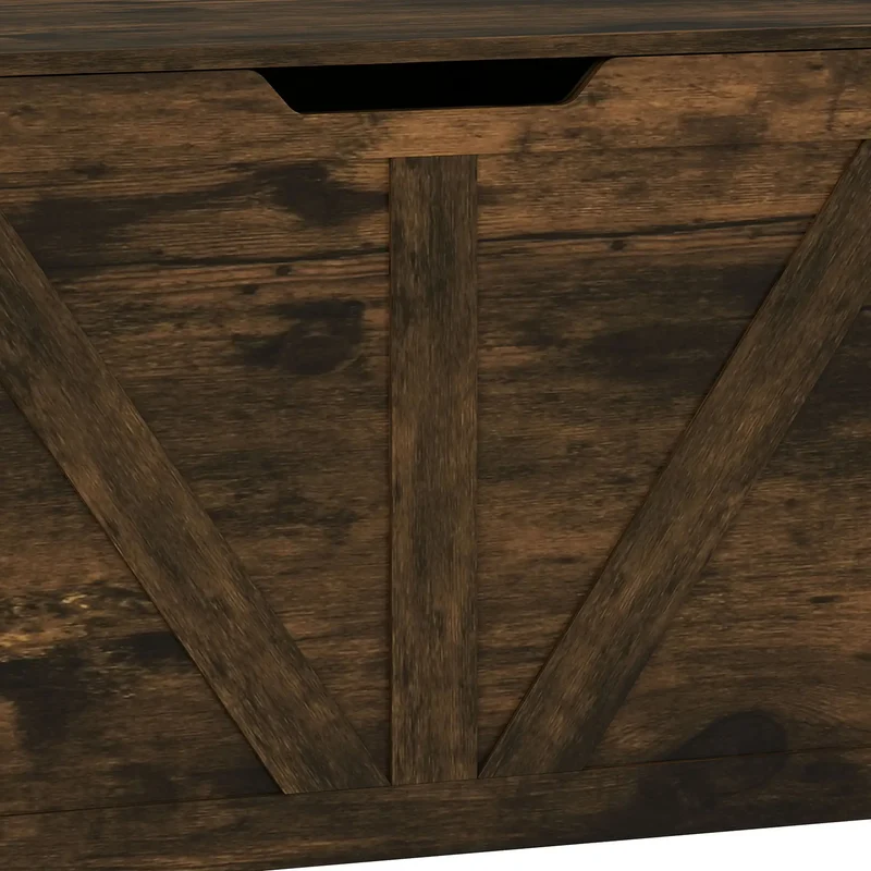 31.5 Inches Storage Chest with Safety Hinge, Rustic Brown