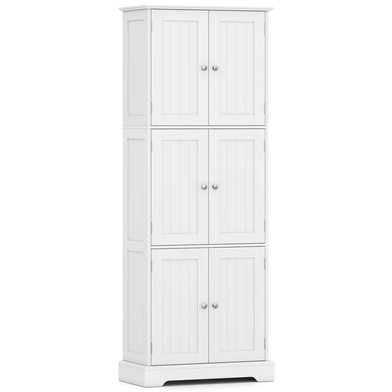63 Inch Tall Bathroom Storage Cabinet, White