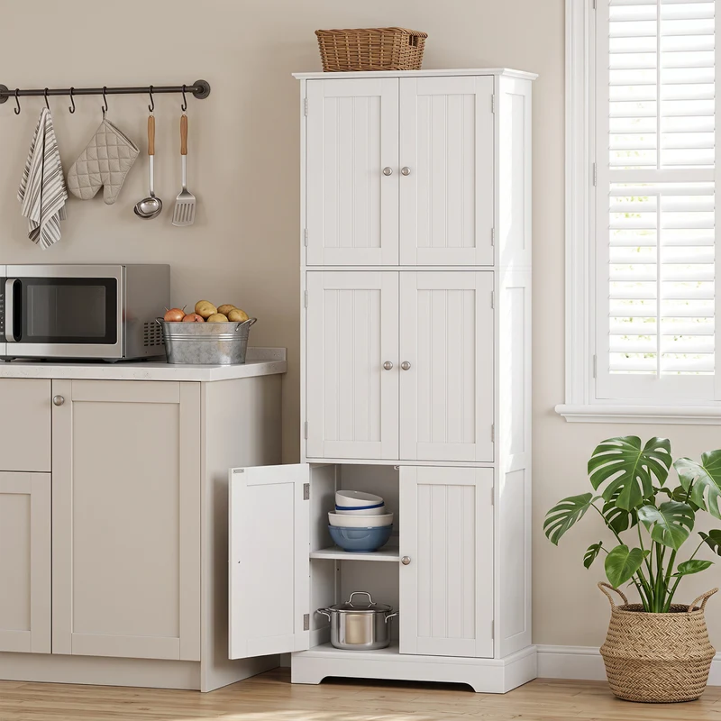 63 Inch Tall Bathroom Storage Cabinet, White