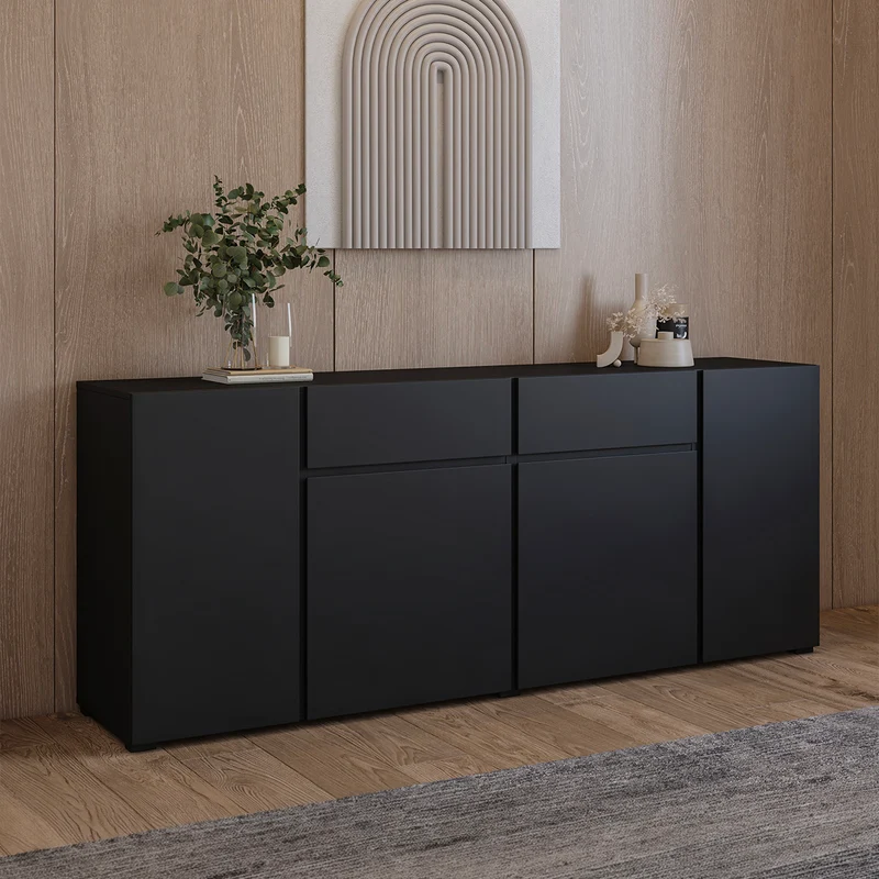 Buffet 4 portes 2 tiroirs Maxis Noir