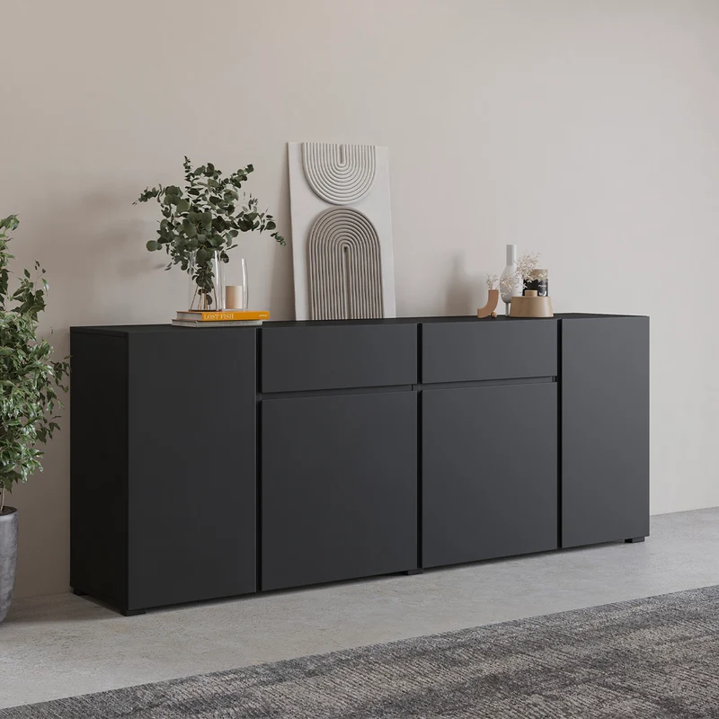 Buffet 4 portes 2 tiroirs Maxis Noir