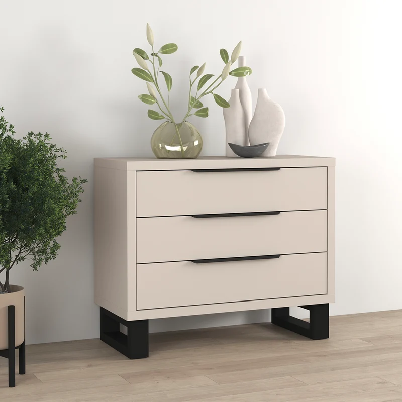 Commode 3 tiroirs Eden Cachemire et Noir