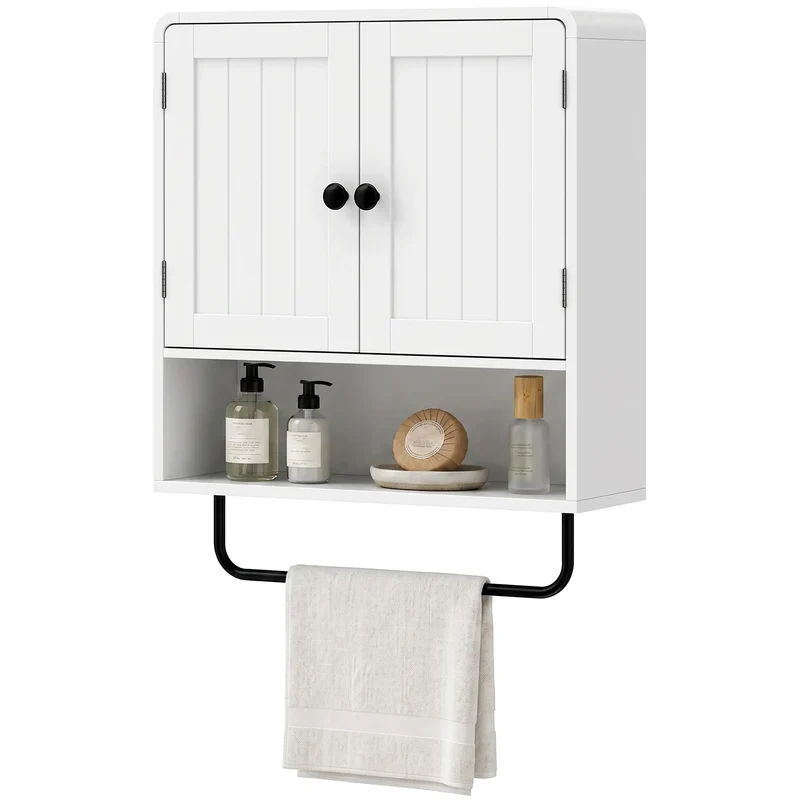 Wall Mounted Bathroom Cabinet, 2 Doors, White
