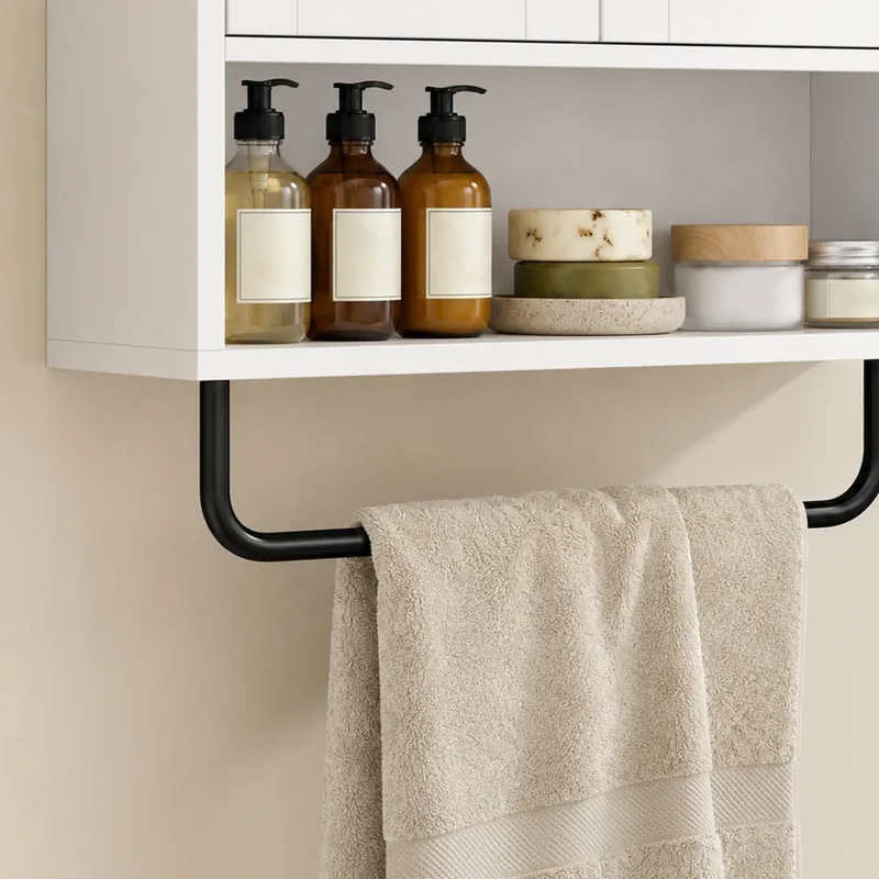 Wall Mounted Bathroom Cabinet, 2 Doors, White