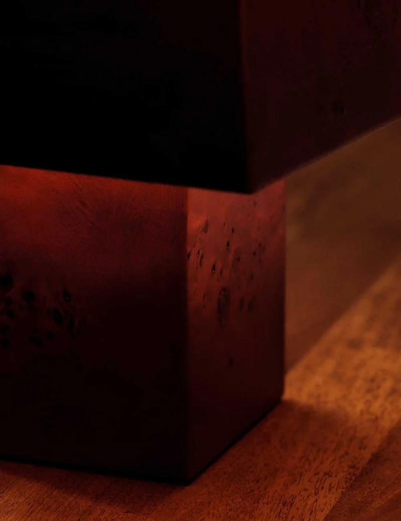 burl table lamp