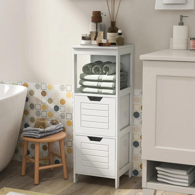 Floor Cabinet, Multifunction Storage Rack Stand Organizer, White