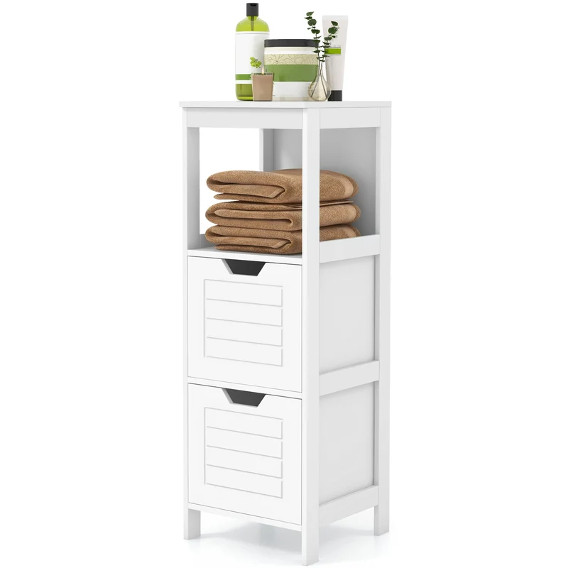 Floor Cabinet, Multifunction Storage Rack Stand Organizer, White